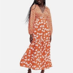 Diane Von Furstenberg DVF For Target - orange and white maxi dress - Large